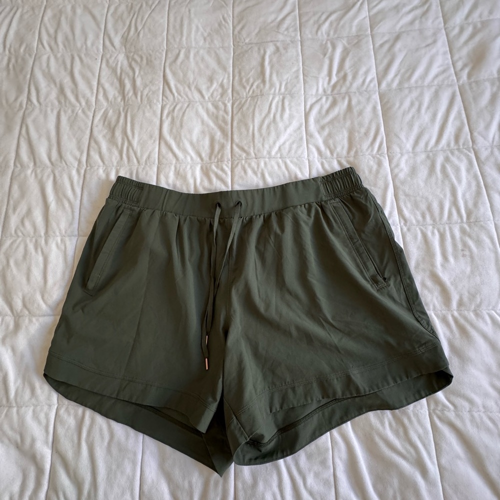 Men's Olive Green Athletic Drawstring Shorts